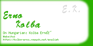 erno kolba business card